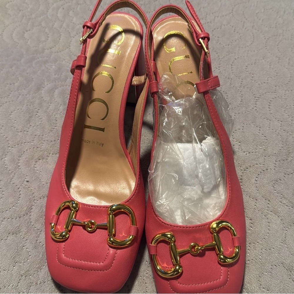 Gucci low block heel, pink